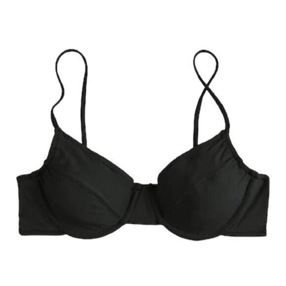 J. Crew 1993 Underwire Surf Hipster Bikini in Black 36A Large NWT - Picture 2 of 9